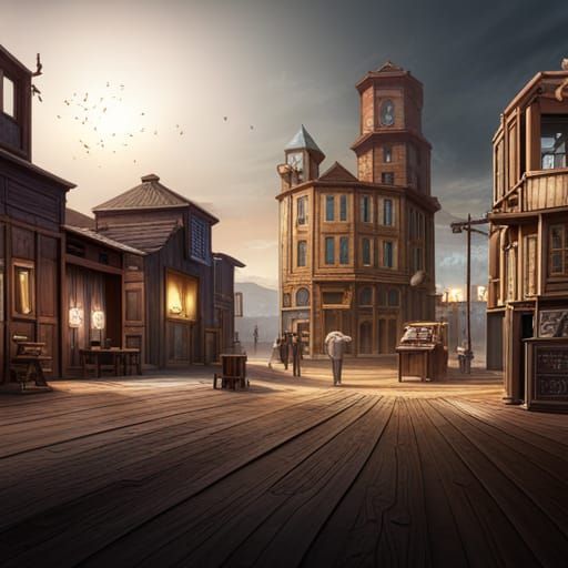 Detailed Saloon Scene Matte Painting in 8k