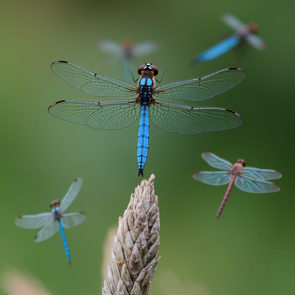 Dragonflies in Mid-Air Flight