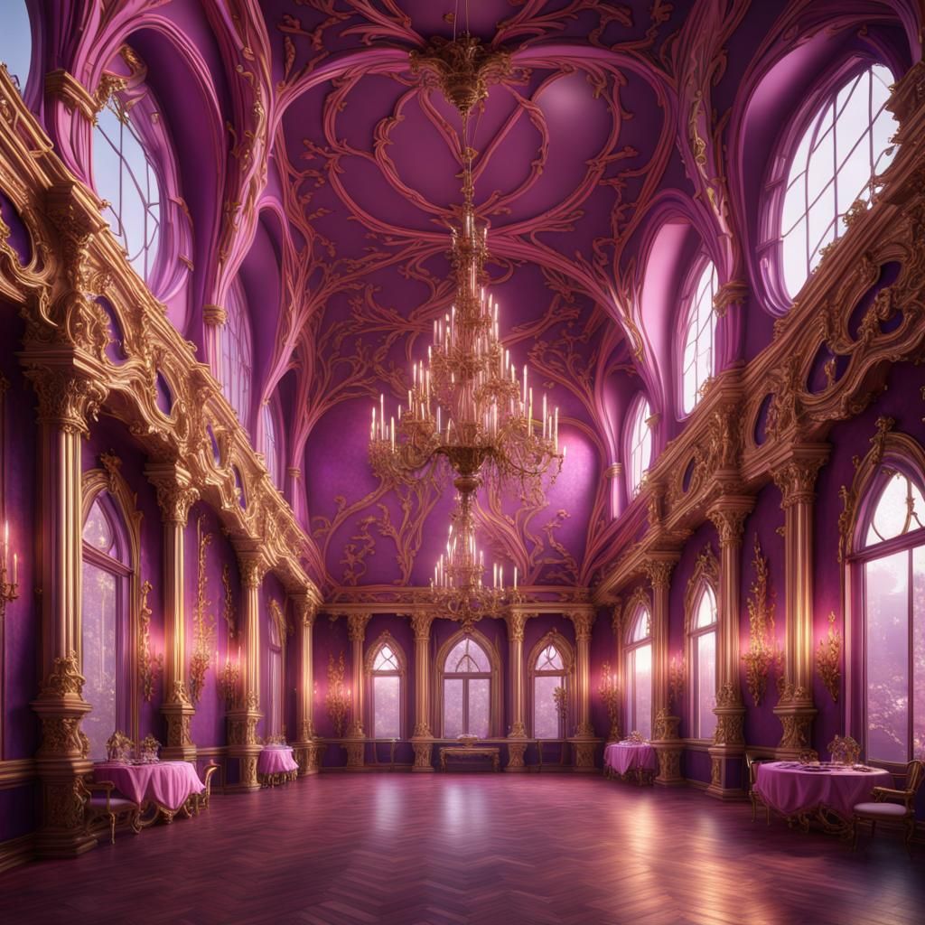 Pink and Purple Rococo Gothic Banquet Hall
