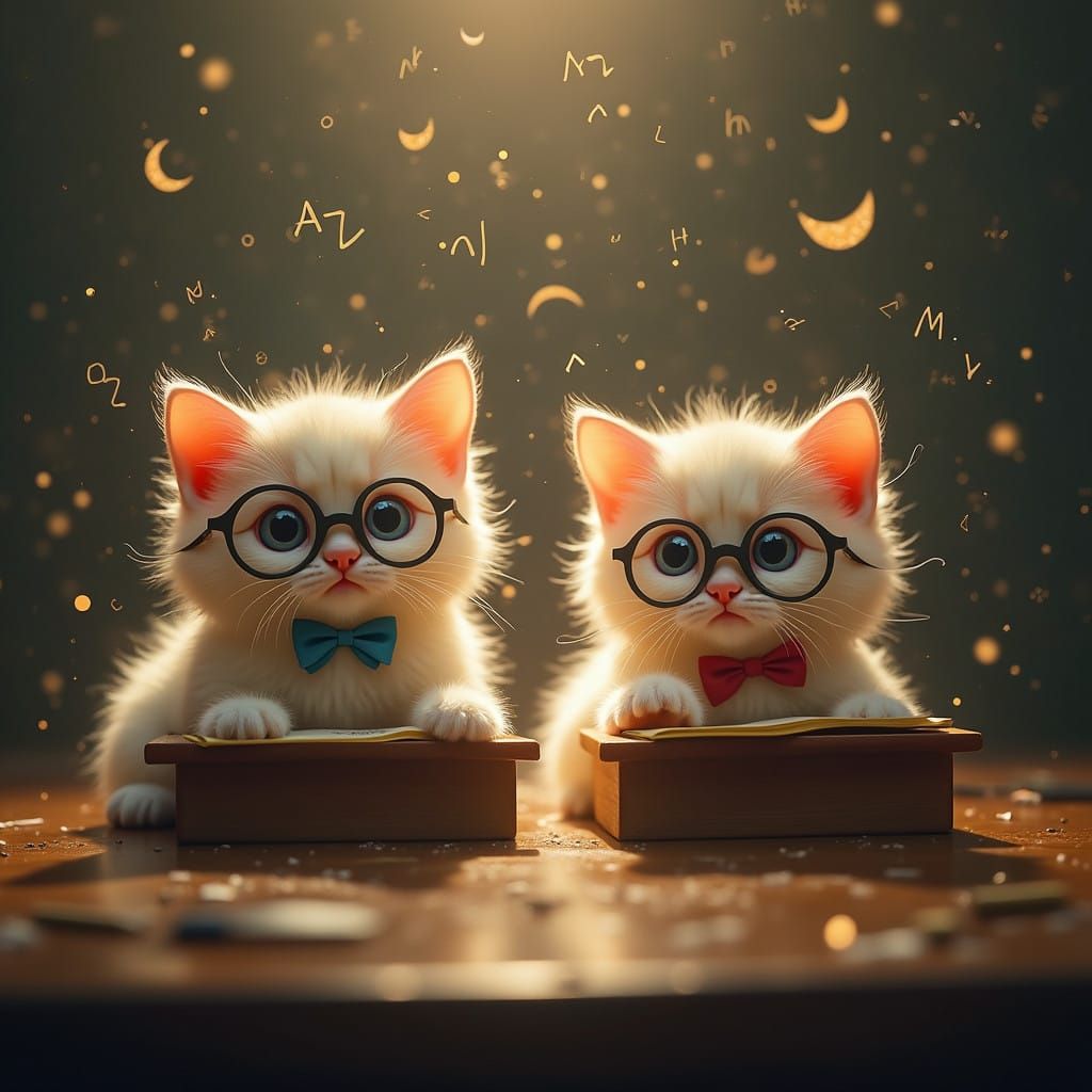 Scholarly Kittens Surrounded by Math Equations