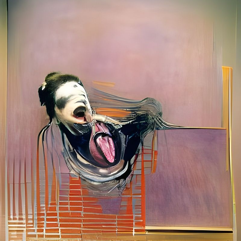 Screaming Woman with Abyss, in Francis Bacon Style