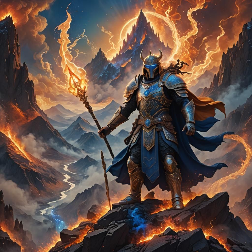 Celtic Solar God on Mountain of Embers