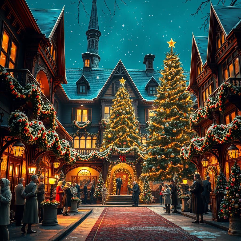 Magical Christmas Mansion in Vibrant Victorian Style