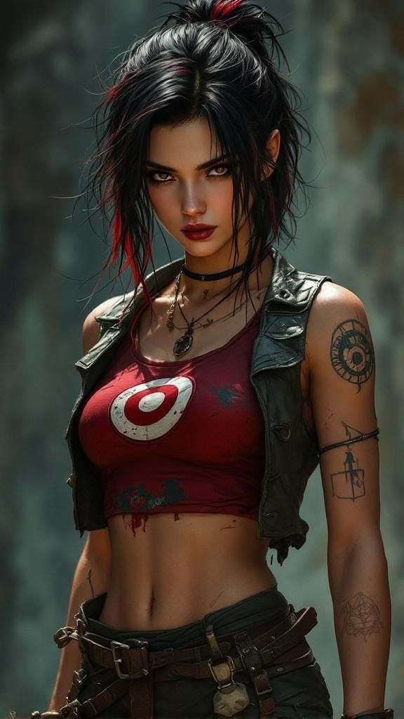 Dangerous Archer with Crimson Accents: Fantasy Art