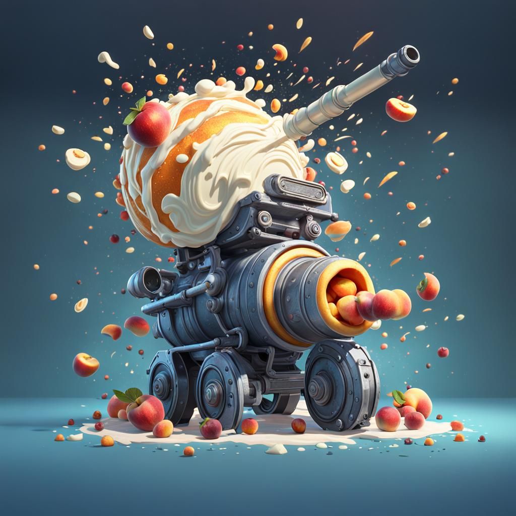 Peaches and Cream Cannon Food Fight in 3D