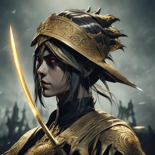 Antique Greatsword with Golden Engravings, Cel-Shaded Style