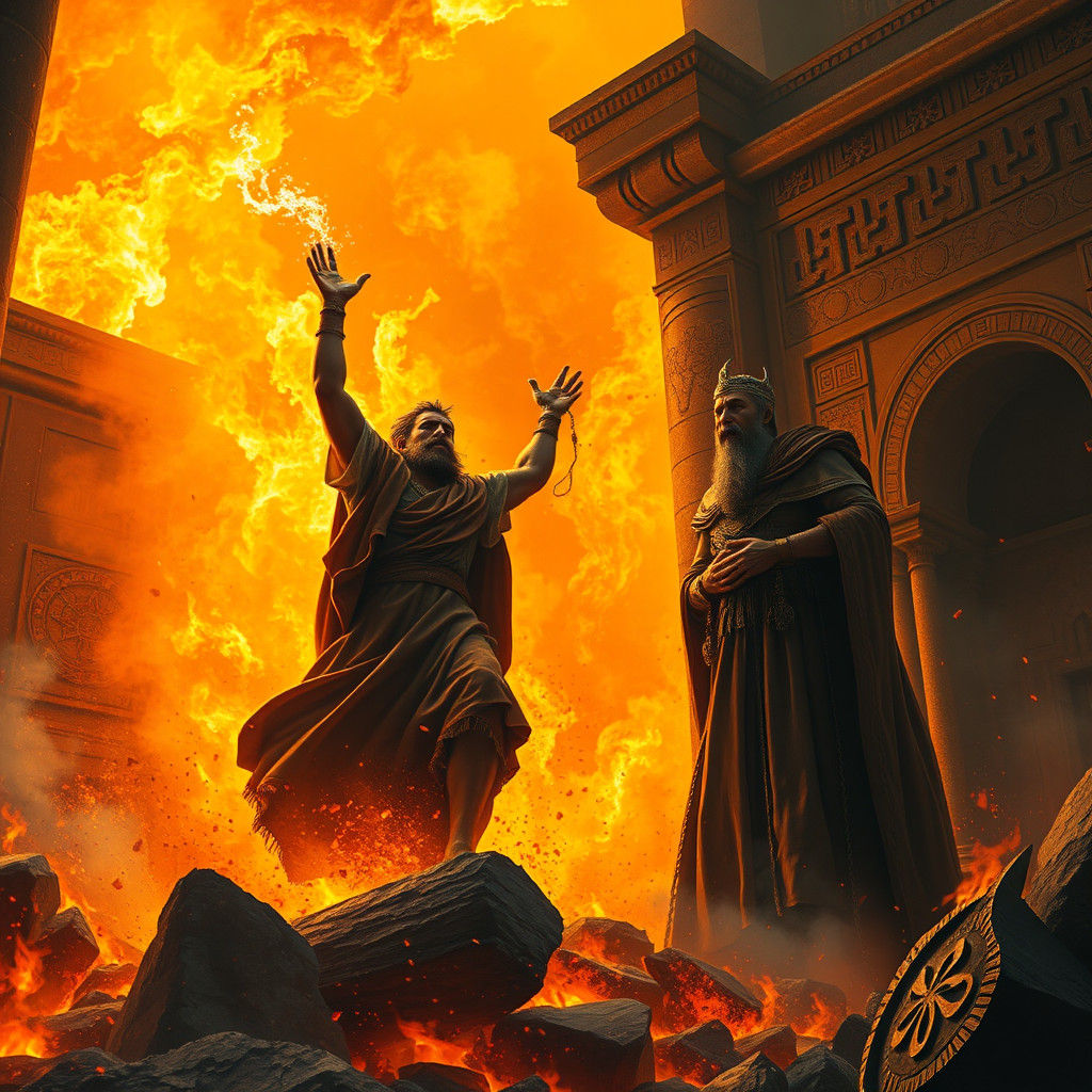 Abraham Unscathed from Fire, King Nimrod Amazed