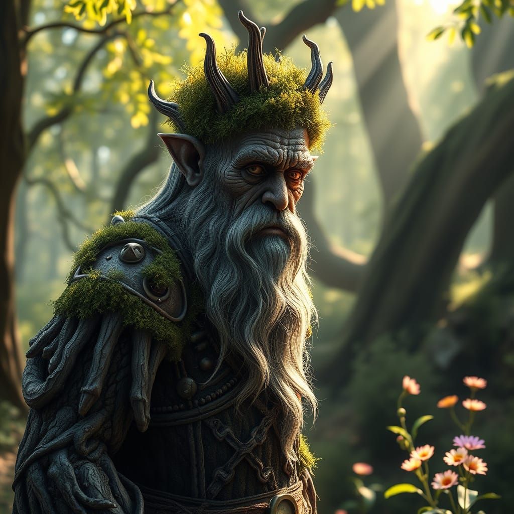 Ancient Forest Guardian in Hyperrealistic Style