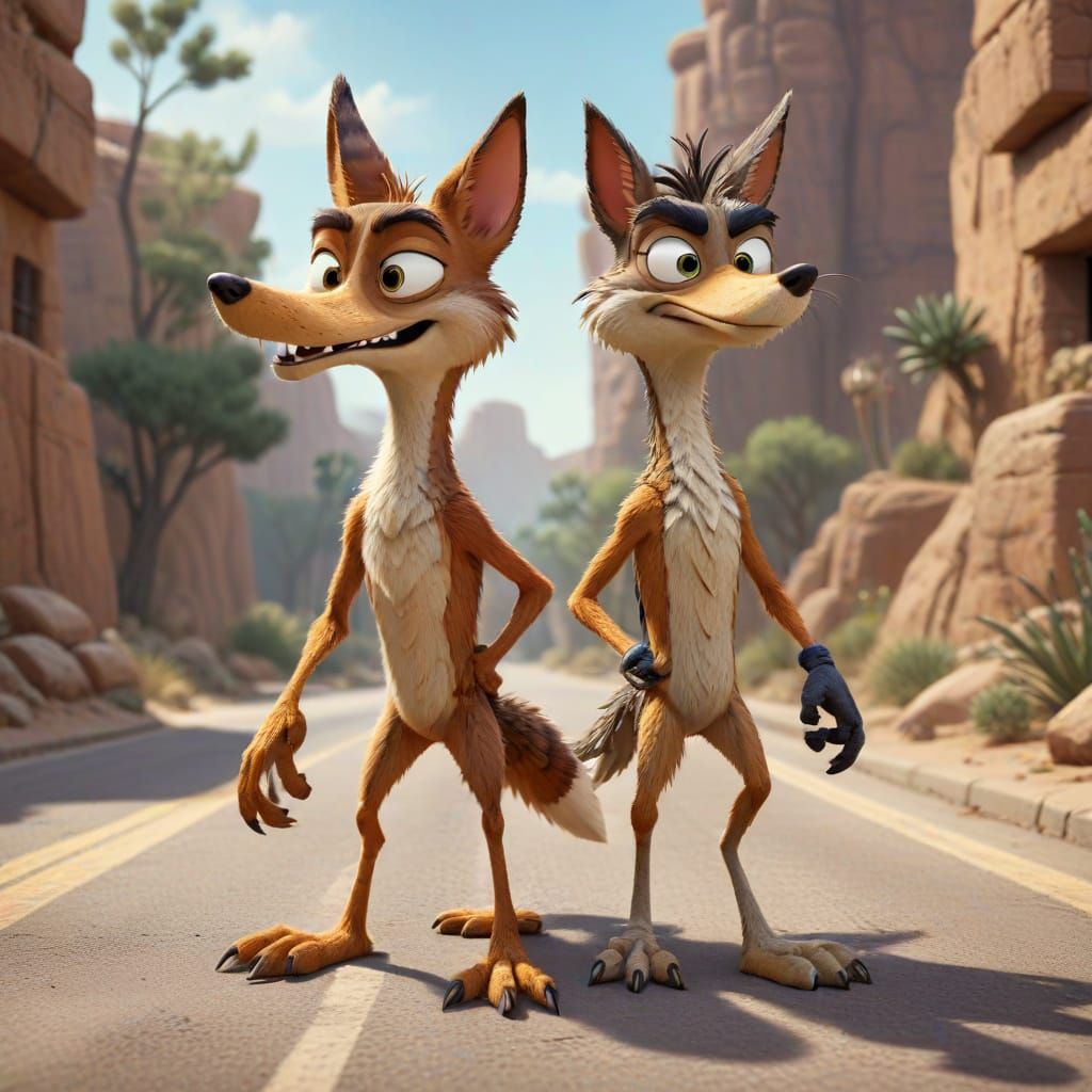 Classic Cartoon Coyote and Roadrunner Mayhem