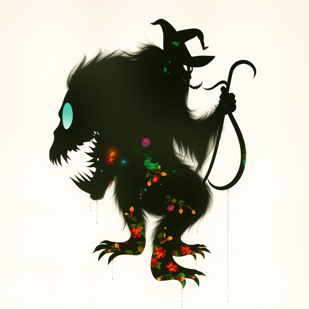 Abstract Double Exposure Silhouette in Cubist Style