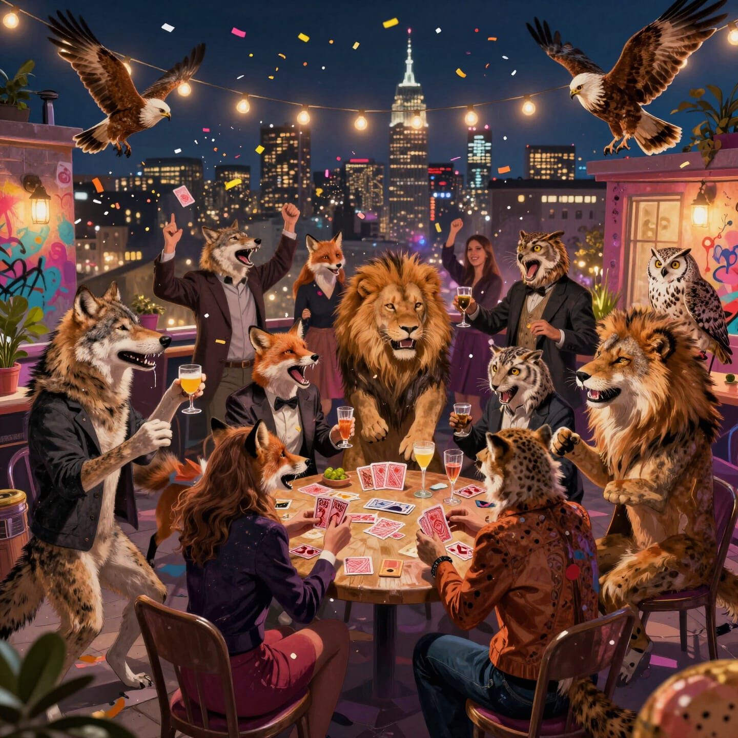 Predator Animals Celebrate New Year's Eve Together