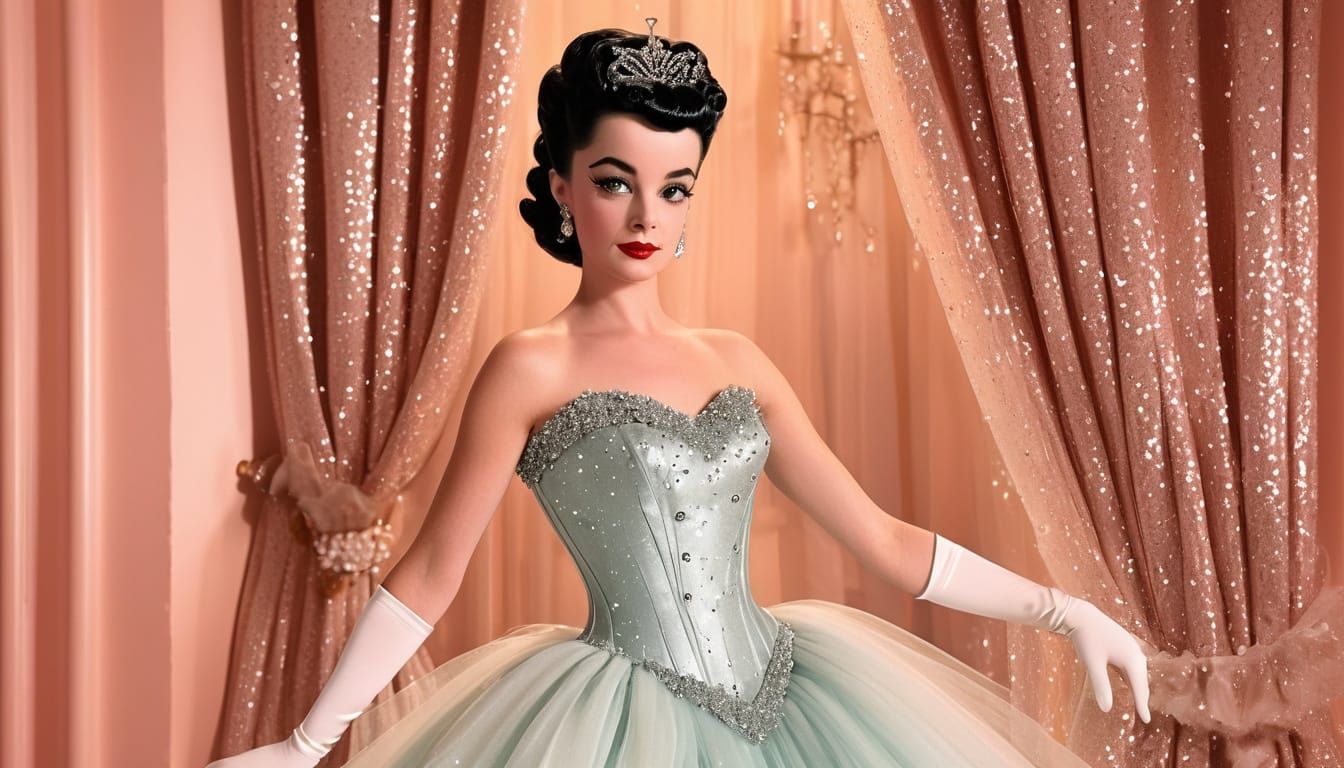 Glamorous V-Shaped Corset Dress in Retro Peach Hues