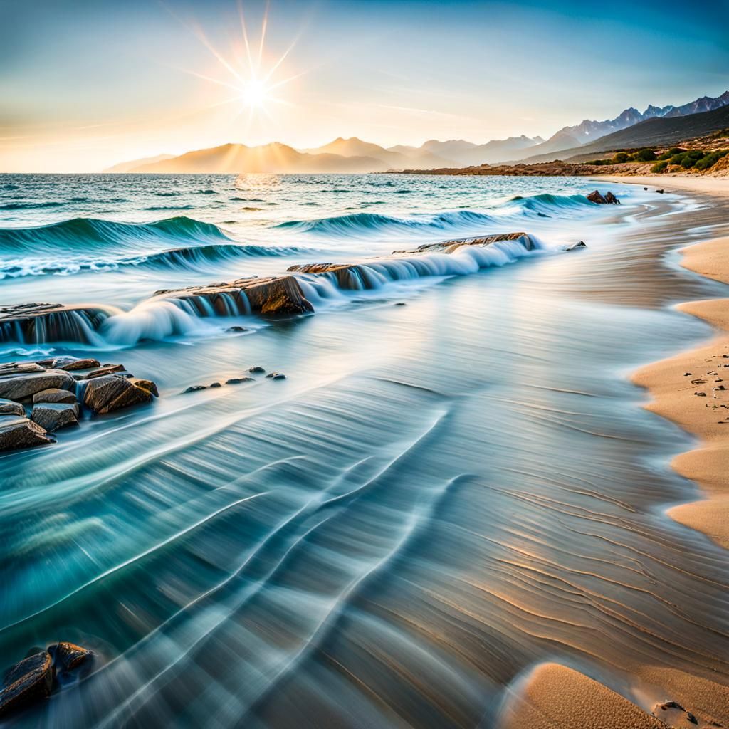 Lumio Corsica France, little bit of sand, real looking waves