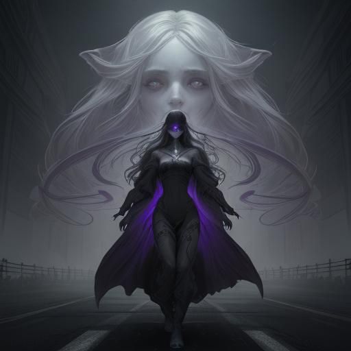 Ethereal Shadow Figure on Highway: Dark Fantasy Art