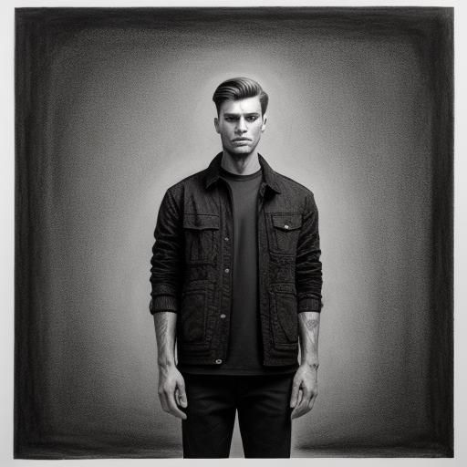 Detailed Charcoal Drawing of Young Man