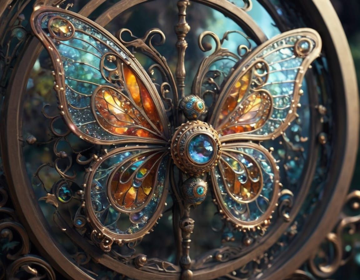 Whimsical Fantasy Art with Iridescent Colors and Delicate Pa...