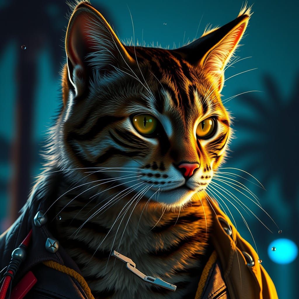 Glamorous Feline Icon in Hollywood Regalia