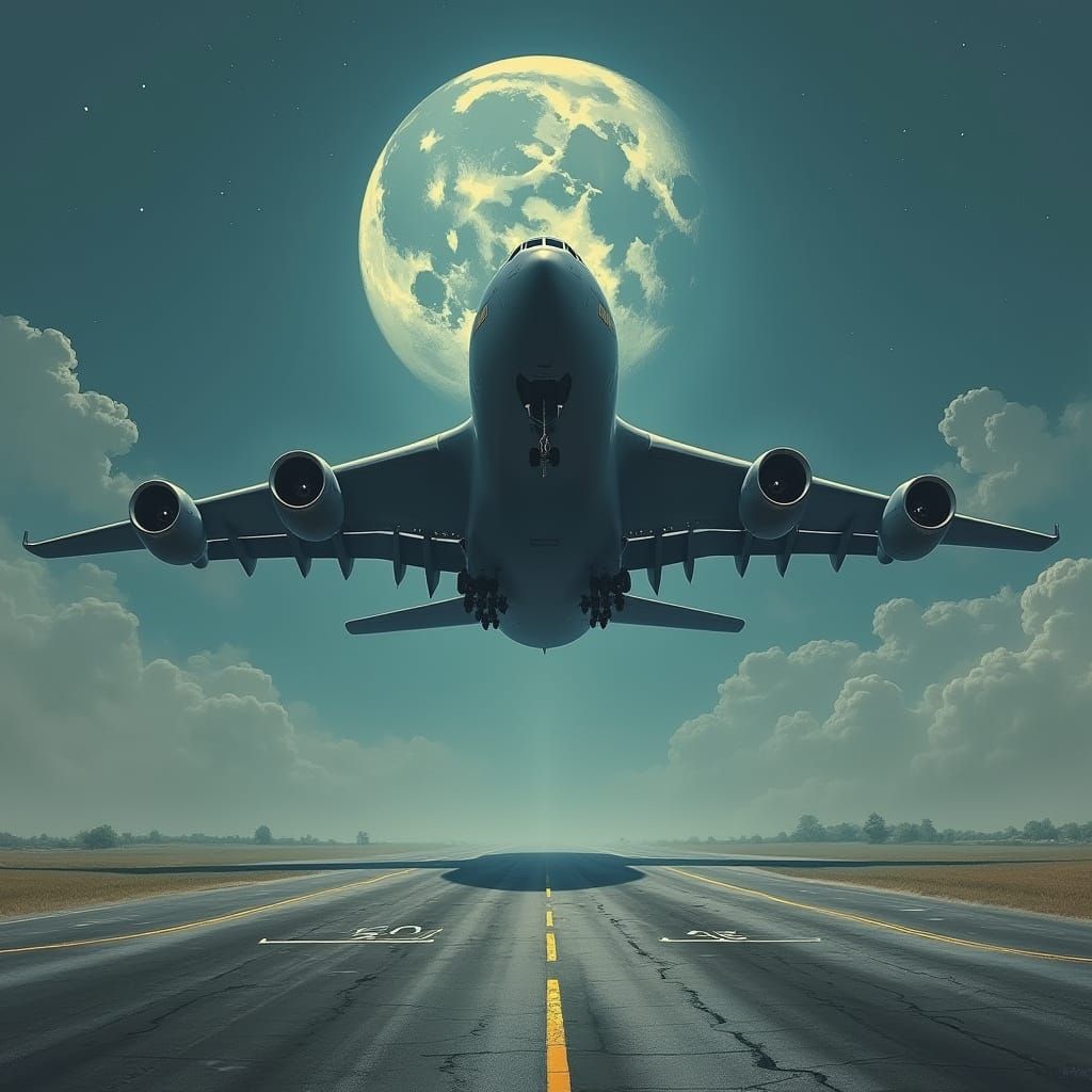 Boeing C-17 Military Plane in Retro-Futuristic Style