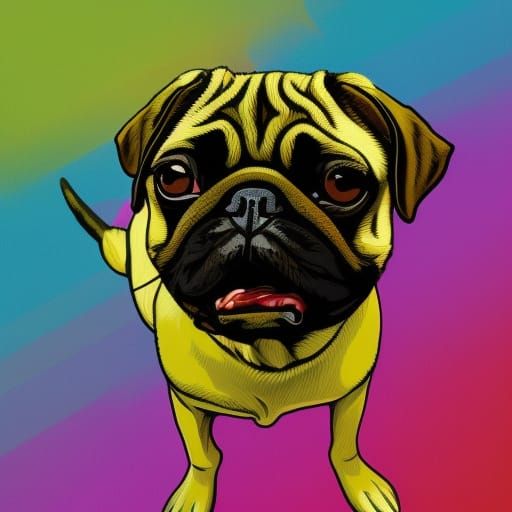 Hyperdetailed Pug in Pop Art Screen Print