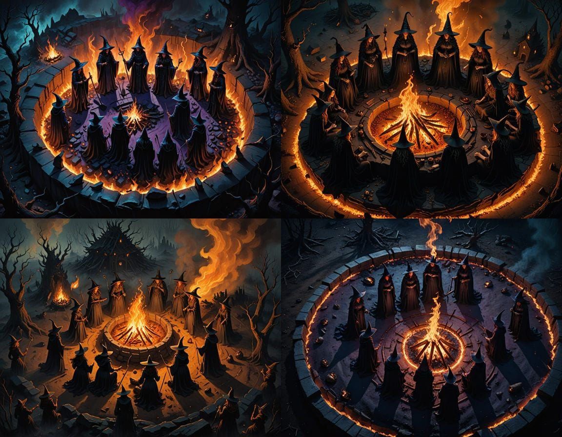 Night Gathering of Witches and Shadow Demons