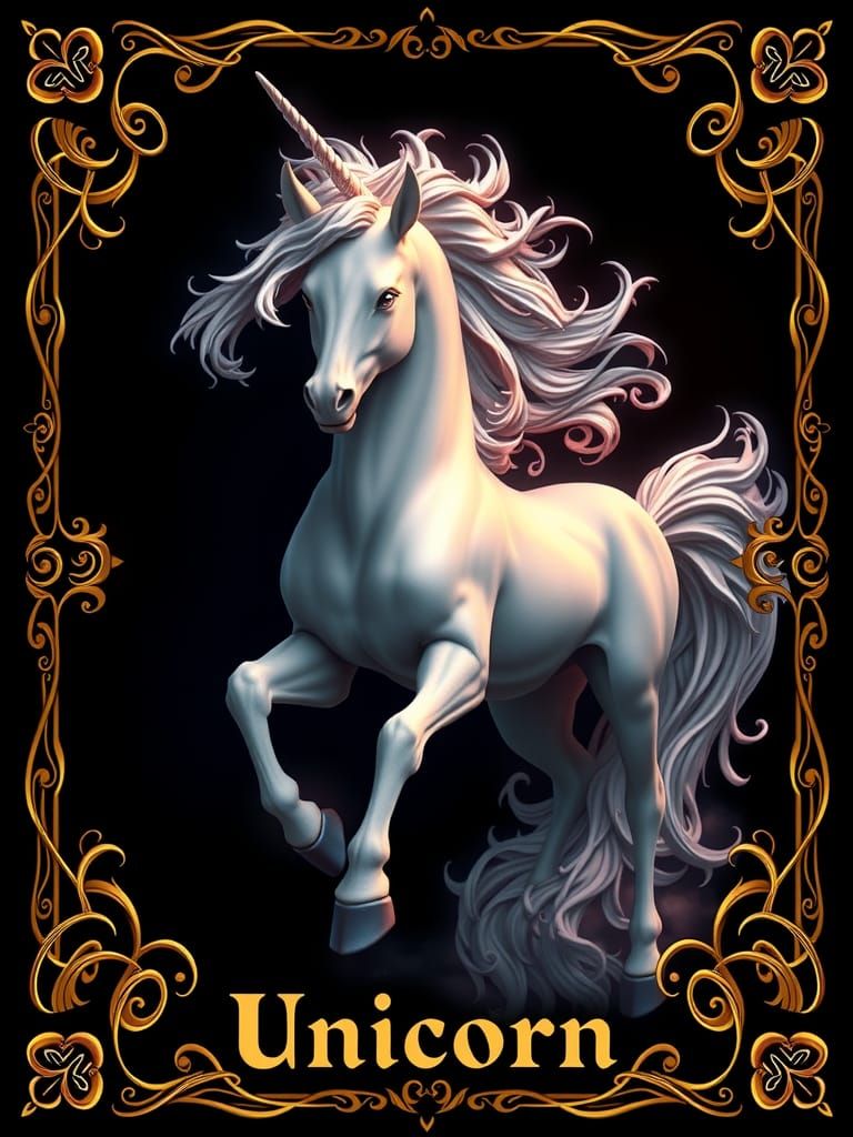 Majestic Unicorn in Relief 3D Style