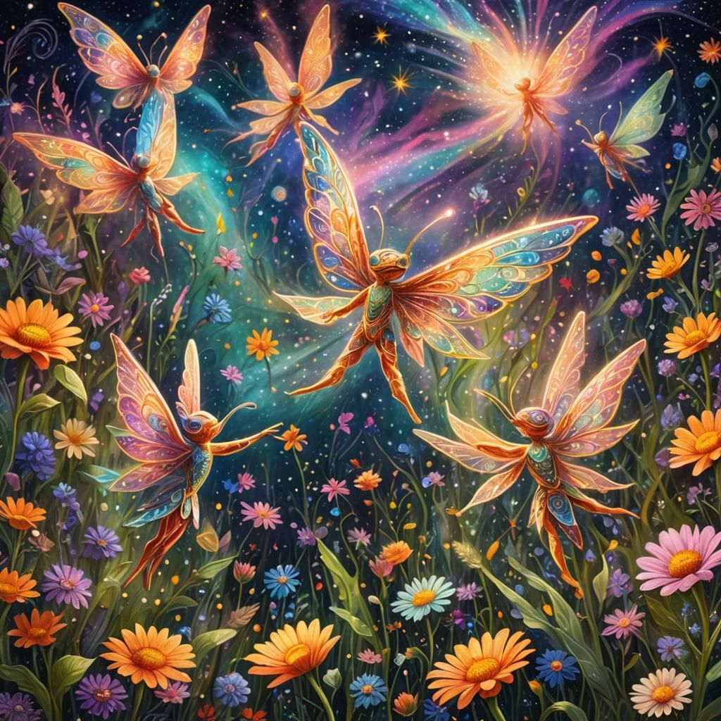 Pixies in Astral Field with Sparkling Dust