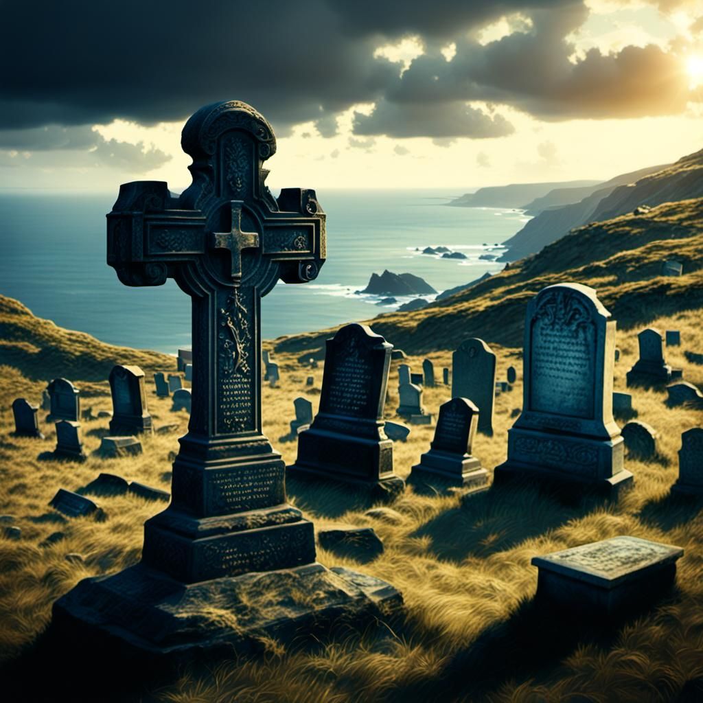 Cornwall Cemetery on Mountain Plateau at Sunset