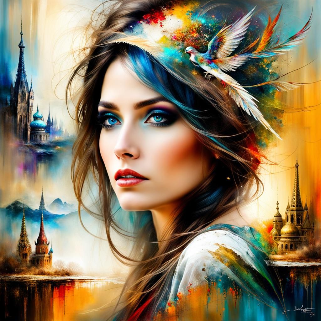 Dreamlike Fairy Portrait in Double Exposure Style