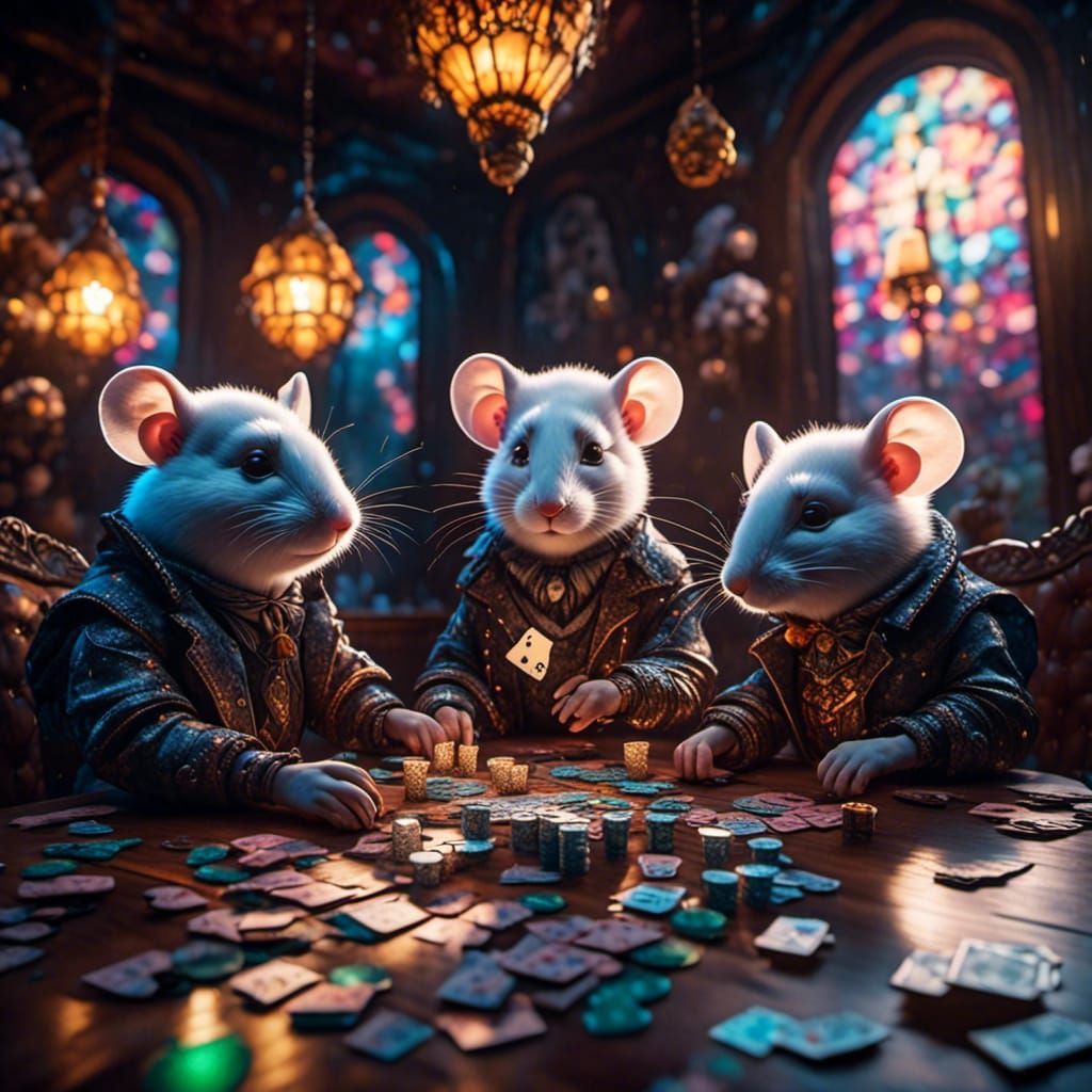 Mice Play Poker in Cinematic 3D