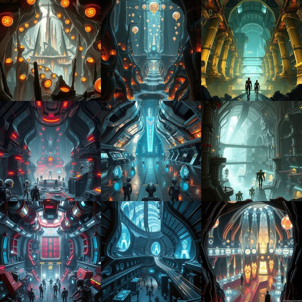 Mysterious Underground Cityscape in Cyberpunk Style