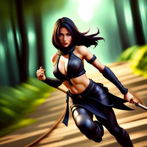 Japanese Ninja Run in Anime Style