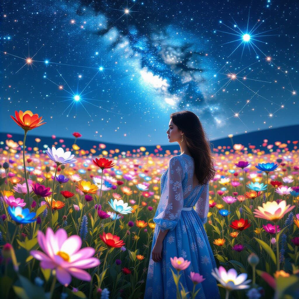 Alien Flower Garden: Hyperrealistic Cyberspace Dream