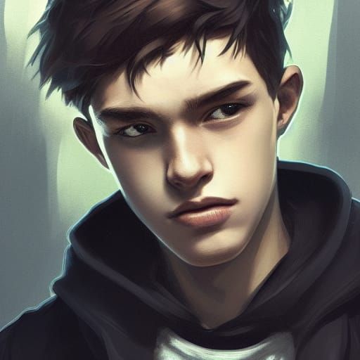 Teenage Boy Portrait with Trading Cards in Detailed Lighting