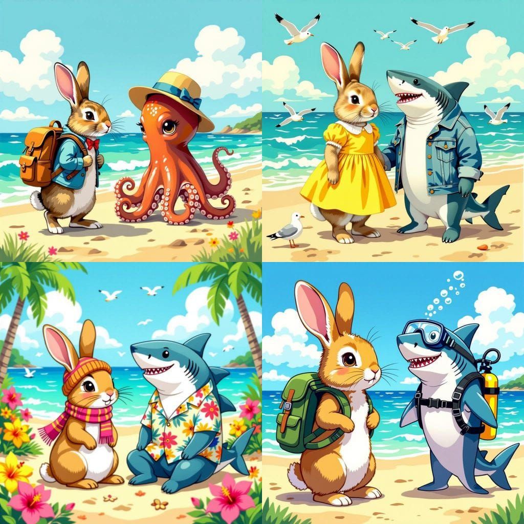 Unlikely Animal Friends: A Whimsical Digital Painting