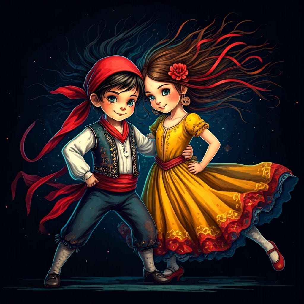 Children's Flamenco Dance in Whimsical Gypsy Style