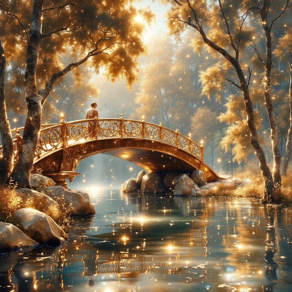 Elegant Scene of Regal Conversation in a Lush Grove