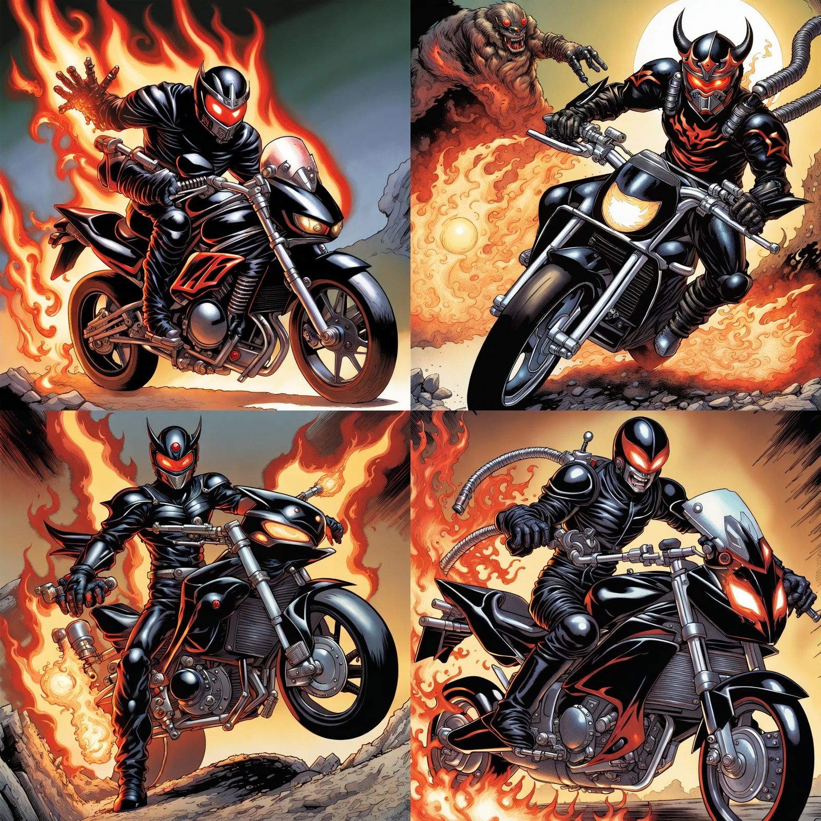 Demonic Tokusatsu Rider on Kawasaki Motorcycle