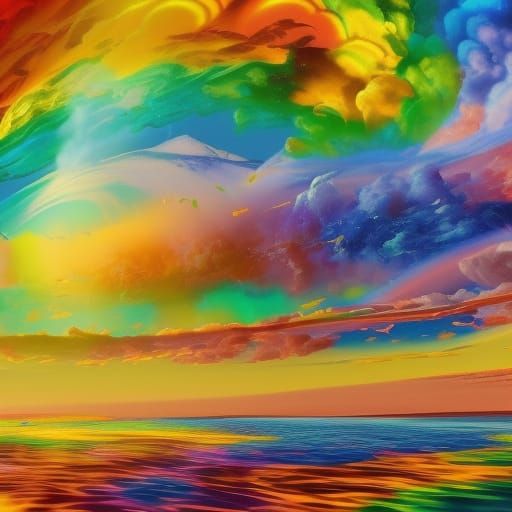 Rainbow Swirl Sky: Fantasy Concept Art