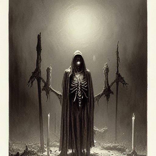 Skeleton Mage in Gothic Horror Style