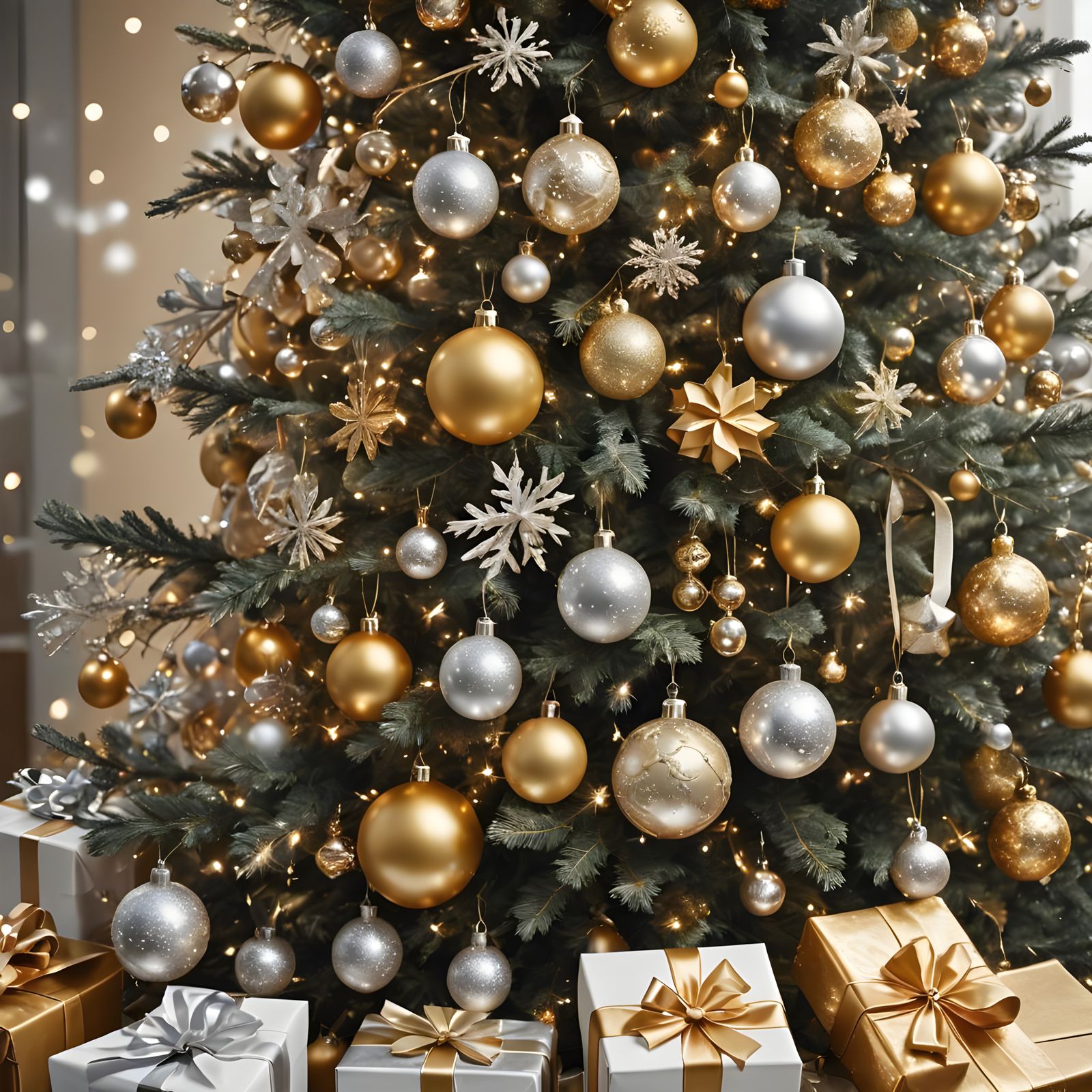 Luxe Metallic Christmas Tree in Sparkling Gold and Silver