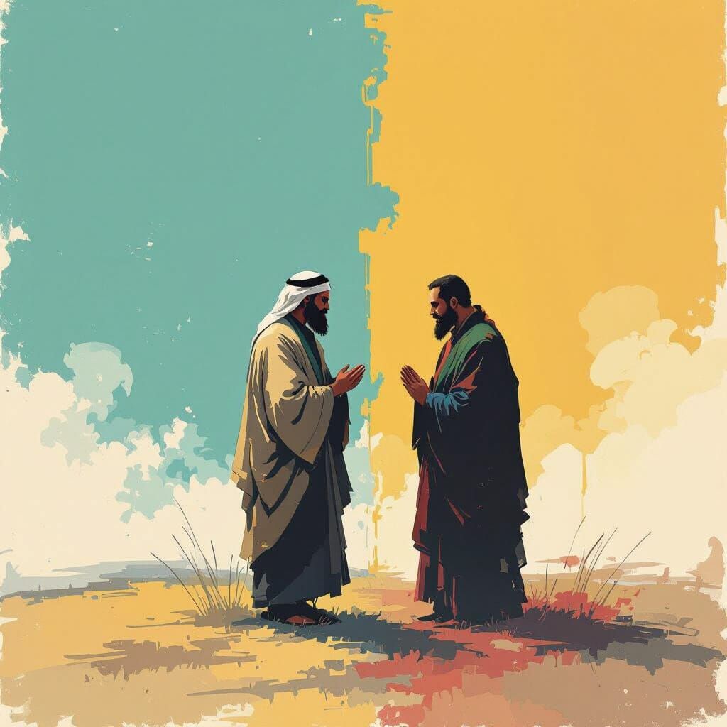 Prayer Scene in Abstract Expressionist Style