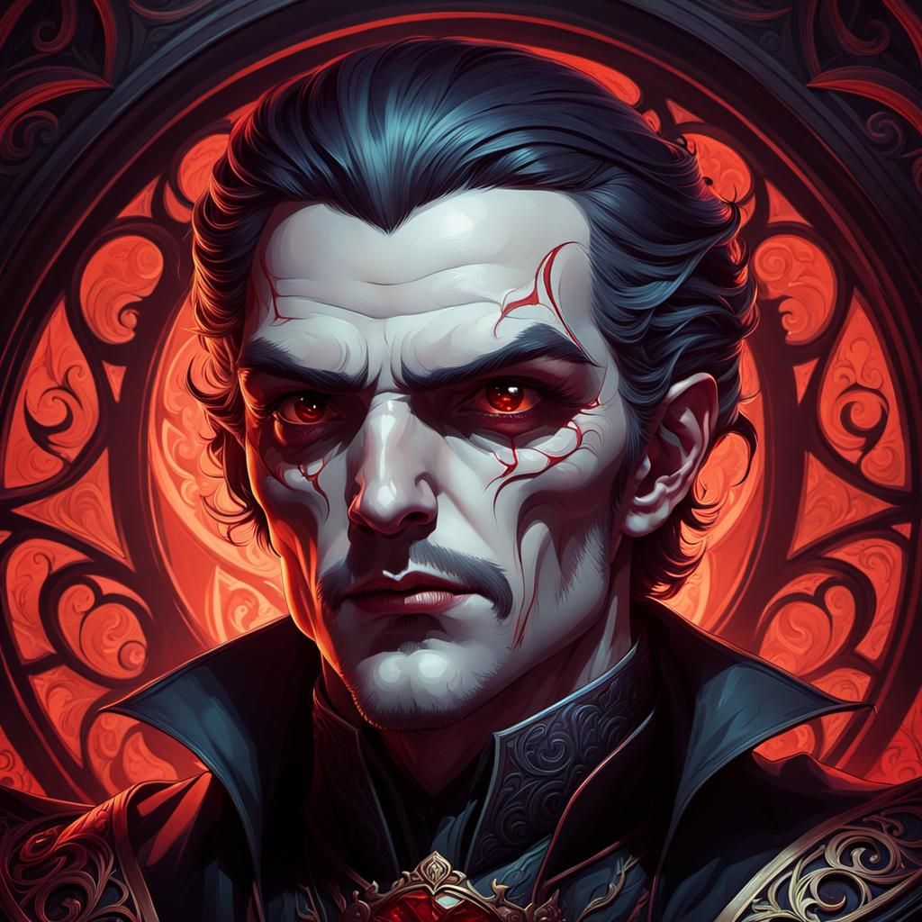 Baby Dracula Portrait in Art Nouveau Style