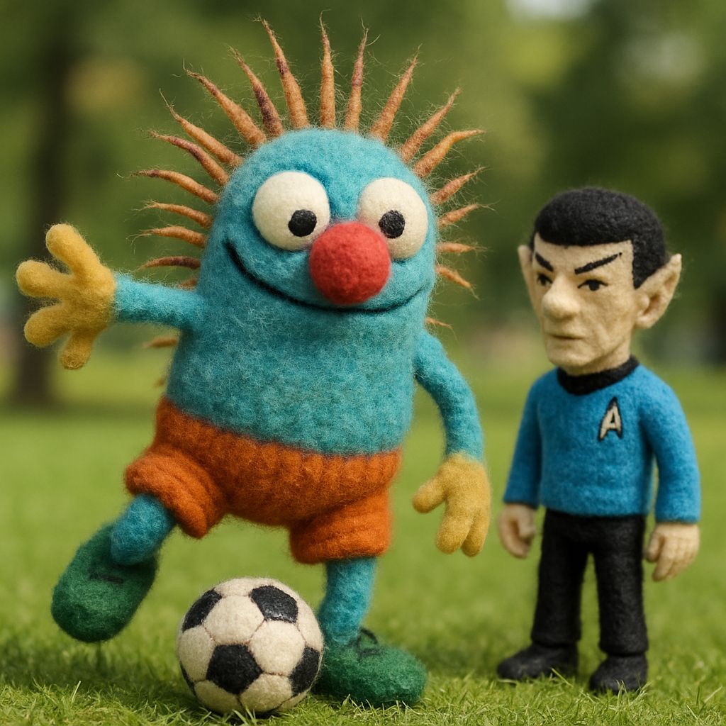 Superfluid Helium Felted Goodness, Spock-Hair & Football