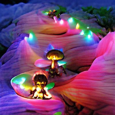 Psychedelic Fairy Land with Mushrooms and Lights