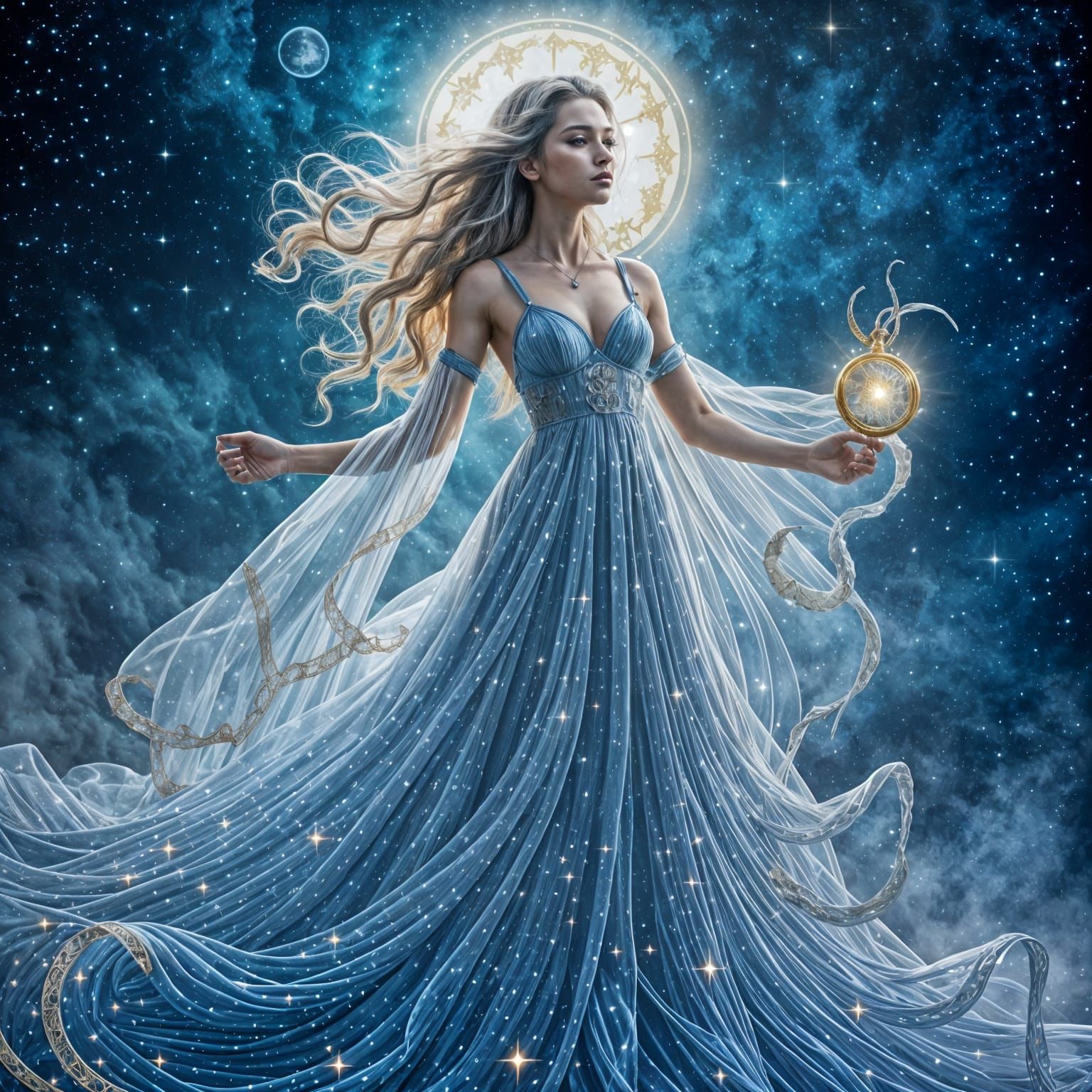 Galactic Aquarius Goddess Illustration