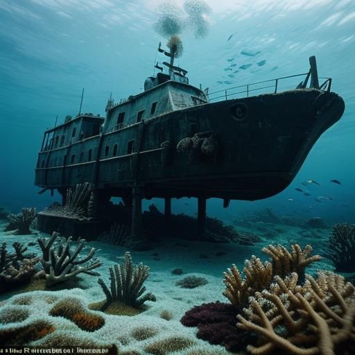 Underwater Relic Transformed by Marine Life