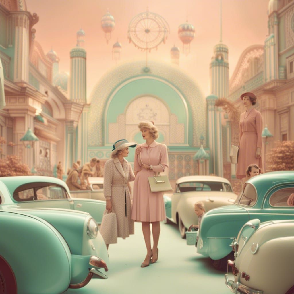 Retro 40s Friendship in Pale Pastel Colors