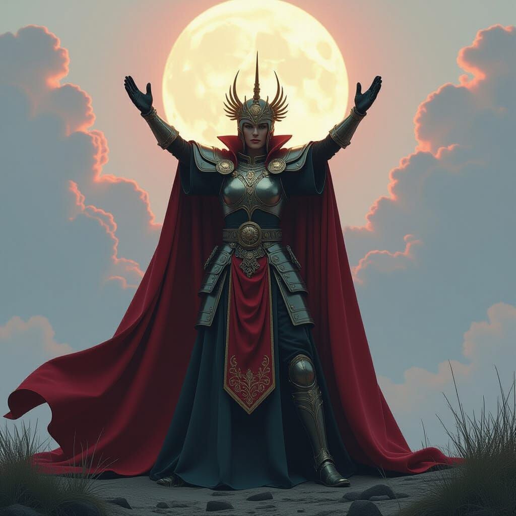 Victorious Figure in a Dramatic Digital Landscape