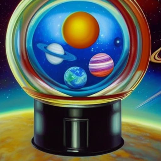 Planets in Gumball Machine: Hyperrealistic Space Art