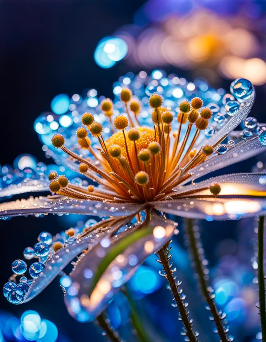 Macro Photograph of a Frozen Flower with Bokeh